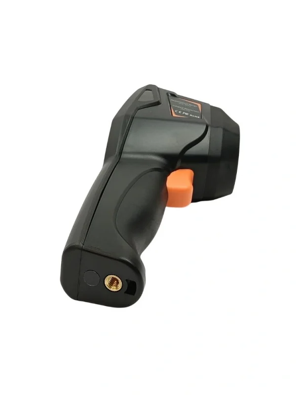 Bottom view of Marmonix MTV-256 PRO thermal camera showing tripod mount and battery compartment