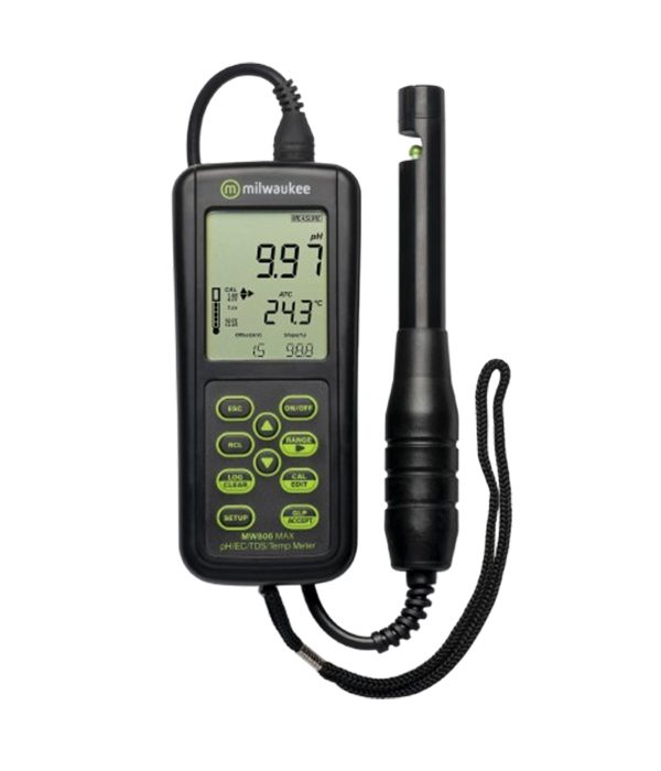 Milwaukee MW806 4-in-1 pH/EC/TDS/Temp. Combo Meter with ATC