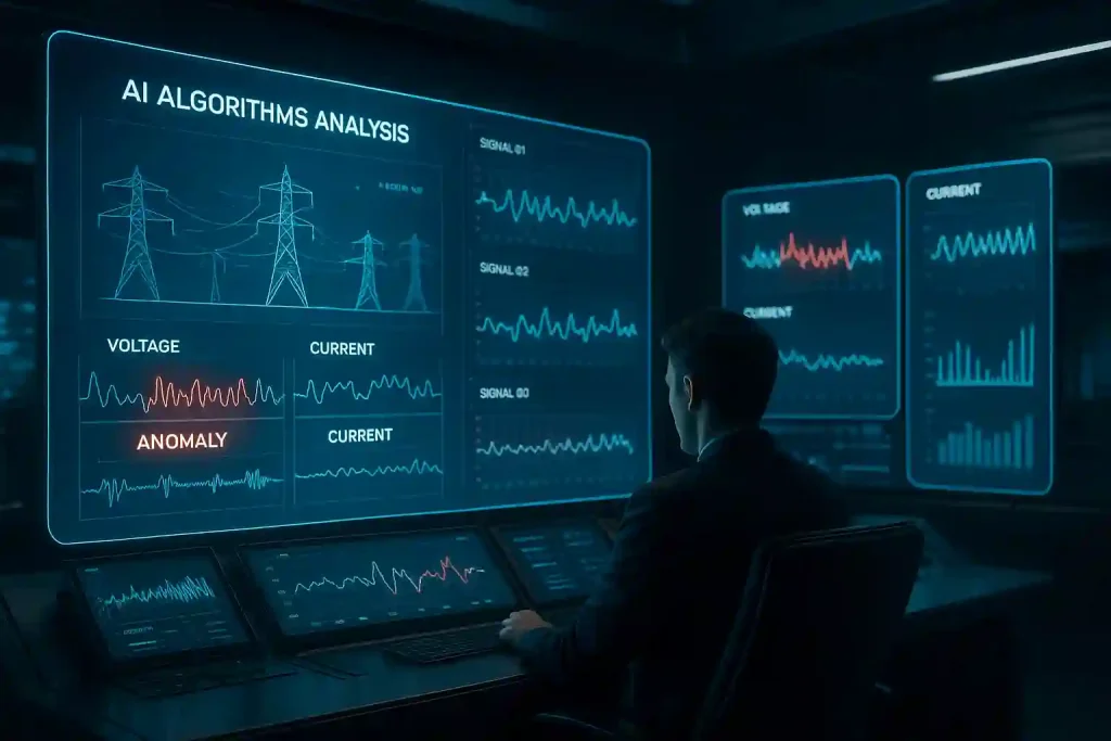 Ai Analyzing Power Grid Signals With Anomalies On Holographic Screens