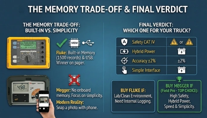 Fluke 1625-2 vs Megger DET4TCR2: The Honest Field Review (2026 Update) 9 6. The Memory Trade-off
