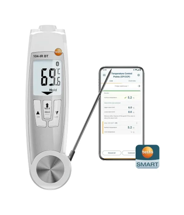 testo 104-IR BT - Infrared/penetration thermometer with app connection.