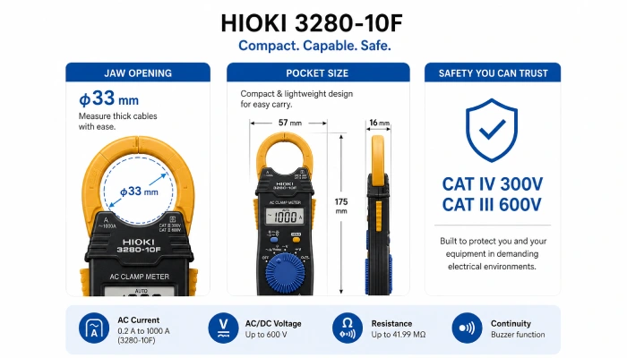 Hioki 3280‑10F Review: Compact 1000A AC Clamp Meter for Everyday Electrical Testing 4 1 6