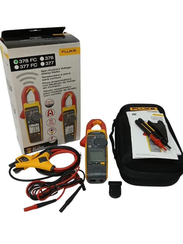 Fluke 378 FC True-rms AC/DC clamp meter full kit with box, iFlex, test leads, case and manual