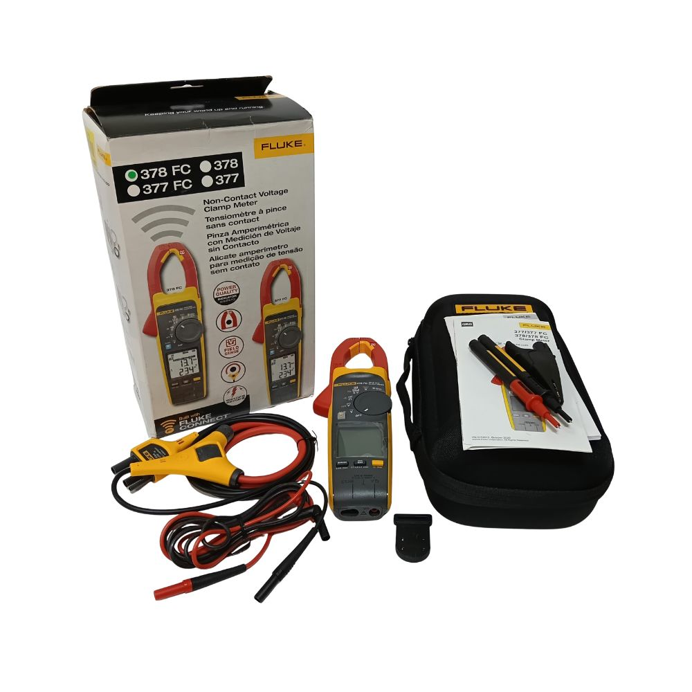 Fluke 378 FC True-rms AC/DC clamp meter full kit with box, iFlex, test leads, case and manual