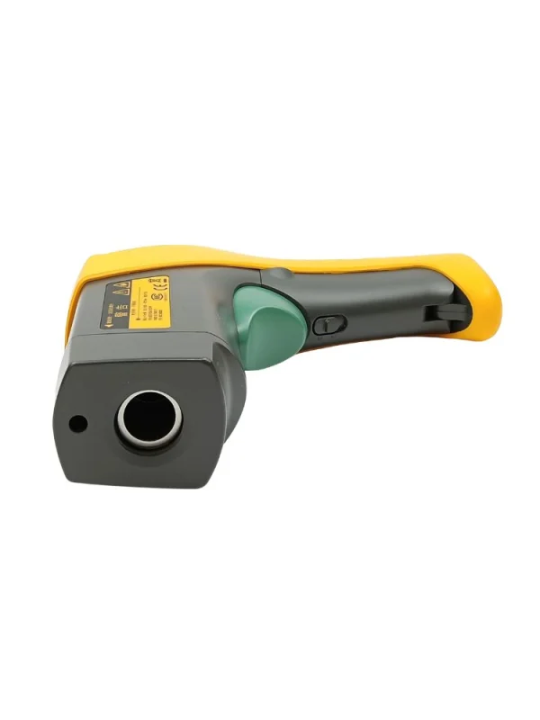 Fluke 561 IR thermometer front view showing infrared sensor lens aperture and green trigger
