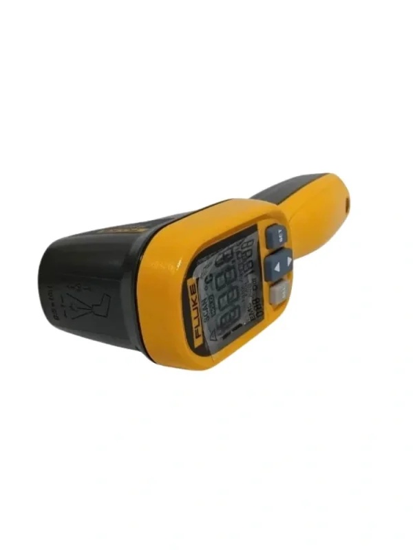 Side view of Fluke 59 MAX+ IR thermometer showing ergonomic grip and green trigger