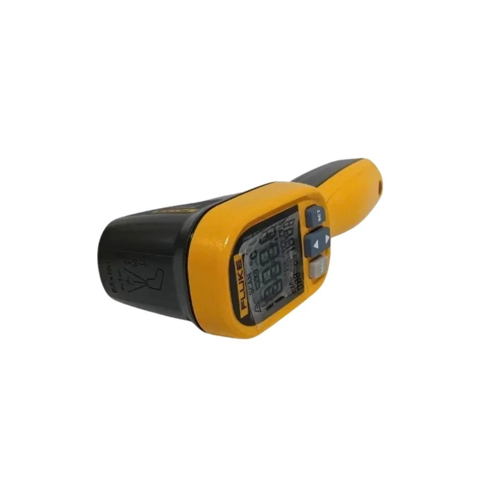 Side view of Fluke 59 MAX+ IR thermometer showing ergonomic grip and green trigger