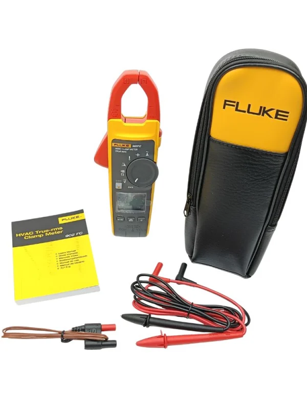 Fluke 902 FC HVAC True-RMS Clamp Meter full kit with carrying case, test leads, thermocouple and manual