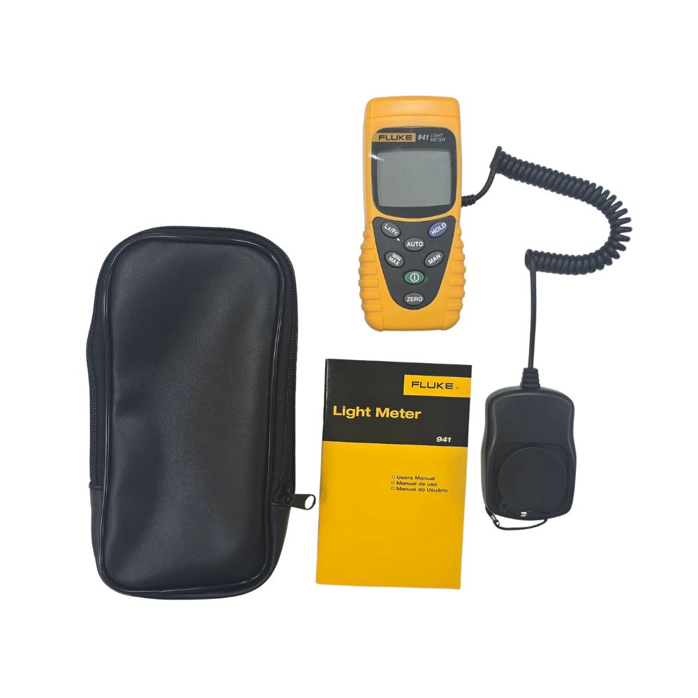 Fluke 941 light meter with corded sensor, soft case and manual