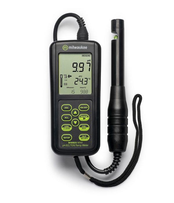 Milwaukee MW805 4-in-1 pH/EC/TDS/Temp. Combo Meter with ATC